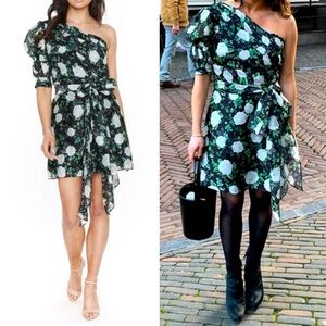 Talulah Tropo Dreams Dress Belted Black Green Floral Print Small $320
